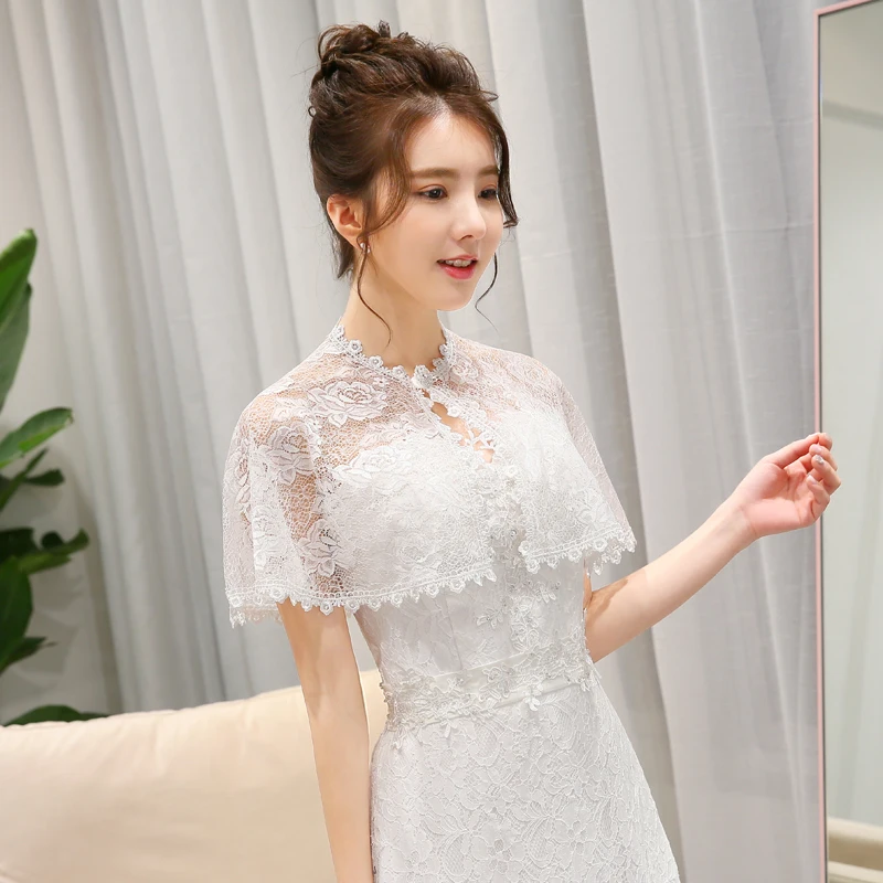 New Korean Style The Bride Thin Lace Summer Wedding Coats Cloak Shawl Generous And Beautiful 0409-01 | Свадьбы и торжества
