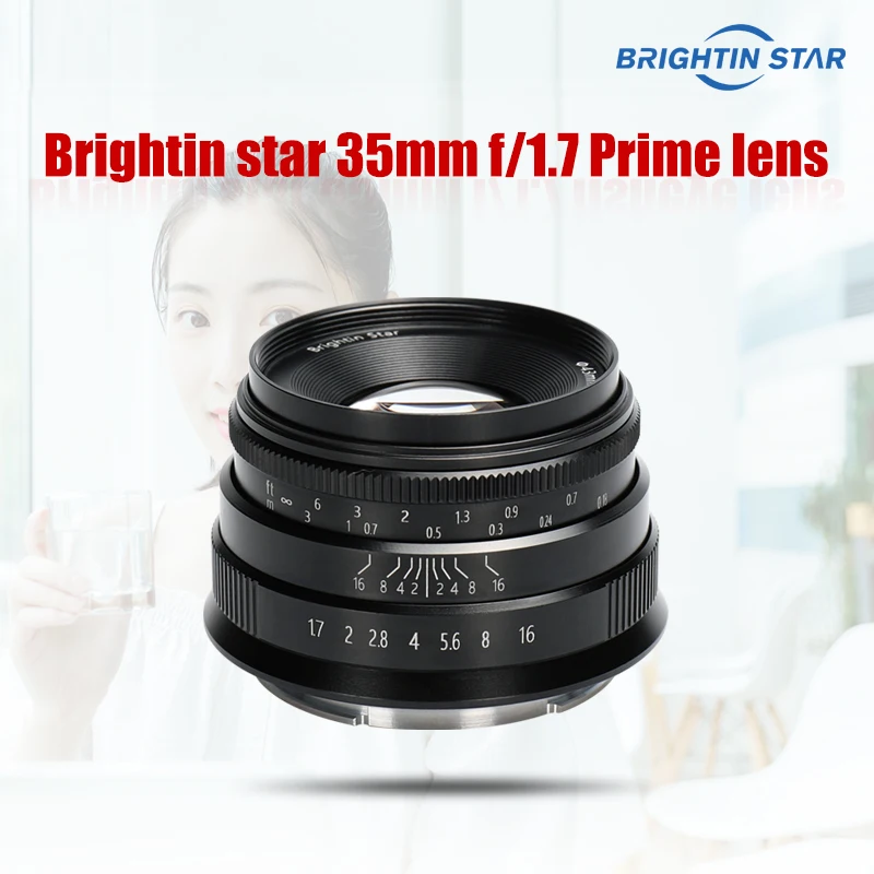 Brightin star 35mmF1. 7 объектив с большой диафрагмой для E mount Canon EOS M FX M4/3 A7 A7II A7R A7RII A7S A7SII M6 M5