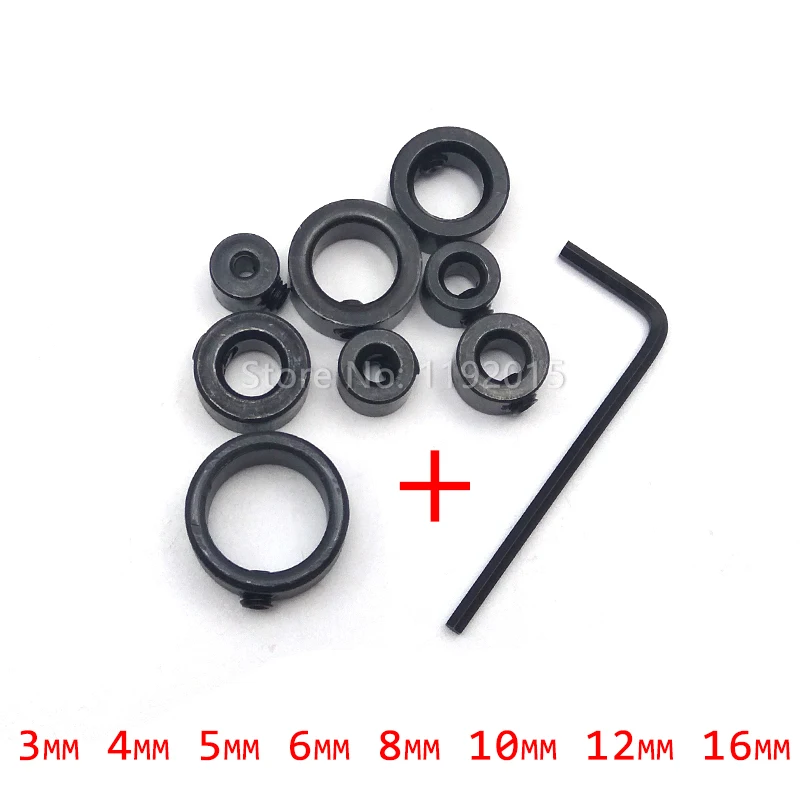

8pcs Woodworking Adjustable Drill Bit Durable Shaft Depth Stop Collar Limit Ring Collar Hole Positione Spacing Ring Small Wrench