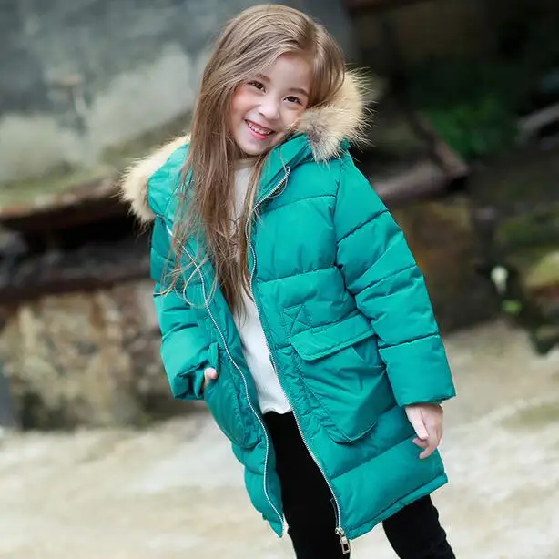 Новинка 2018 года Длинная стеганая куртка для девочек детское зимнее пальто