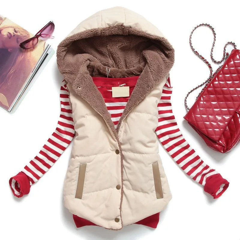 Новый пуховой жилет Женский приталенный вельветовый теплый хлопковый с