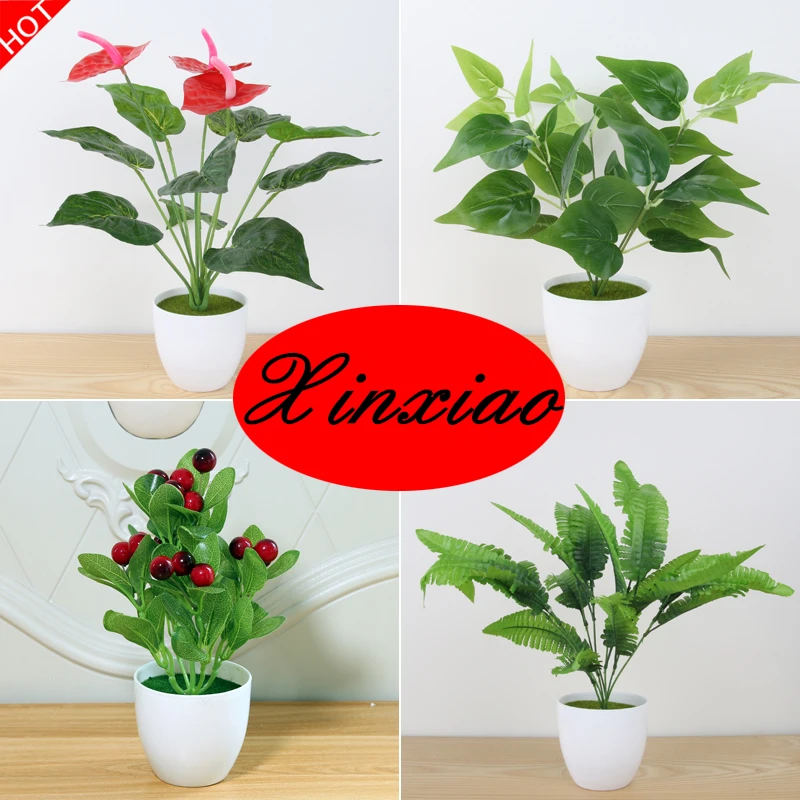Искусственные растения костюмы семейного гостиная Таблица горшках стол чай