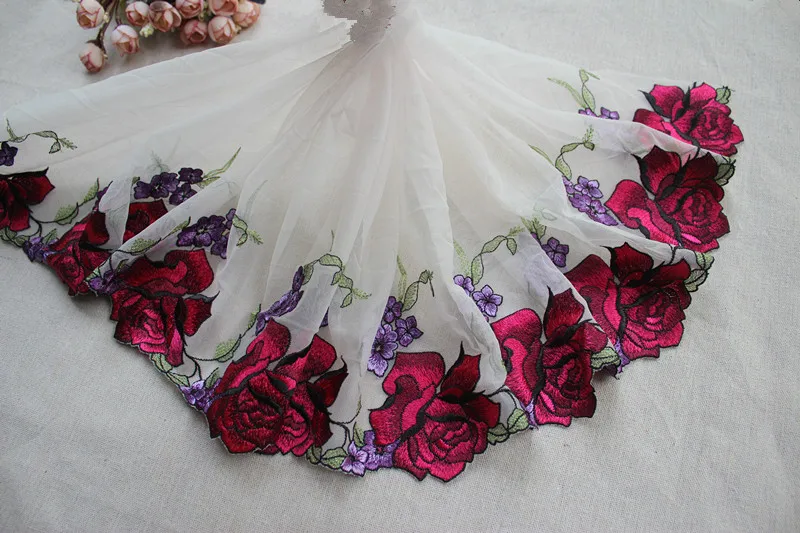 25 5 см 10 дюймов wide 2yards/лот Diy ремесло Вышитый цветочный эластичный тюль кружевной