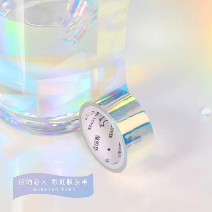 Радуга 7 видов цветов Лазерная Блестящая декоративная васи лента клейкая DIY