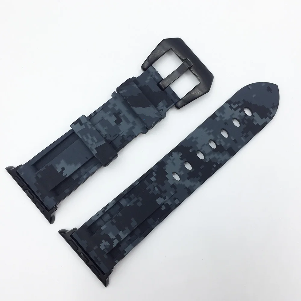 Black B Силиконовый Камуфляжный ремешок для часов Apple Watch 42 мм 44 мм ремешок 38 мм 40 мм браслет iWatch серии 5 4 3 2 1 - Цвет ремешка: Black B