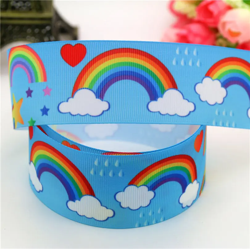 

DUWES 1.5'' Free shipping rainbow printed grosgrain ribbon hairbow headwear party decoration 38mm wholesale OEM D630