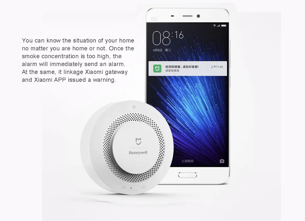 В Xiaomi Mijia Honeywell детектор пожарной сигнализации звуковой визуальный датчик дыма удаленное приложение Mihome умное управление
