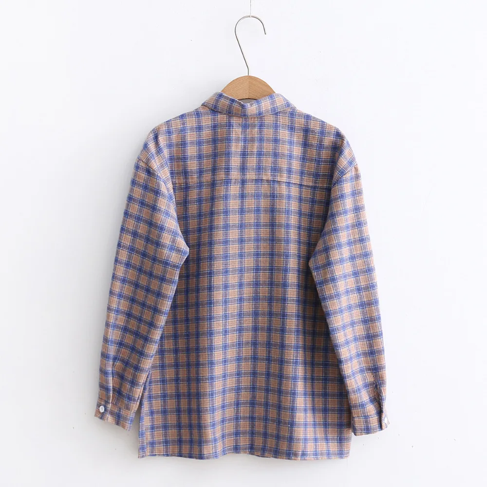 Блузка женская клетчатая свободного покроя в Корейском стиле|female shirts|korean women