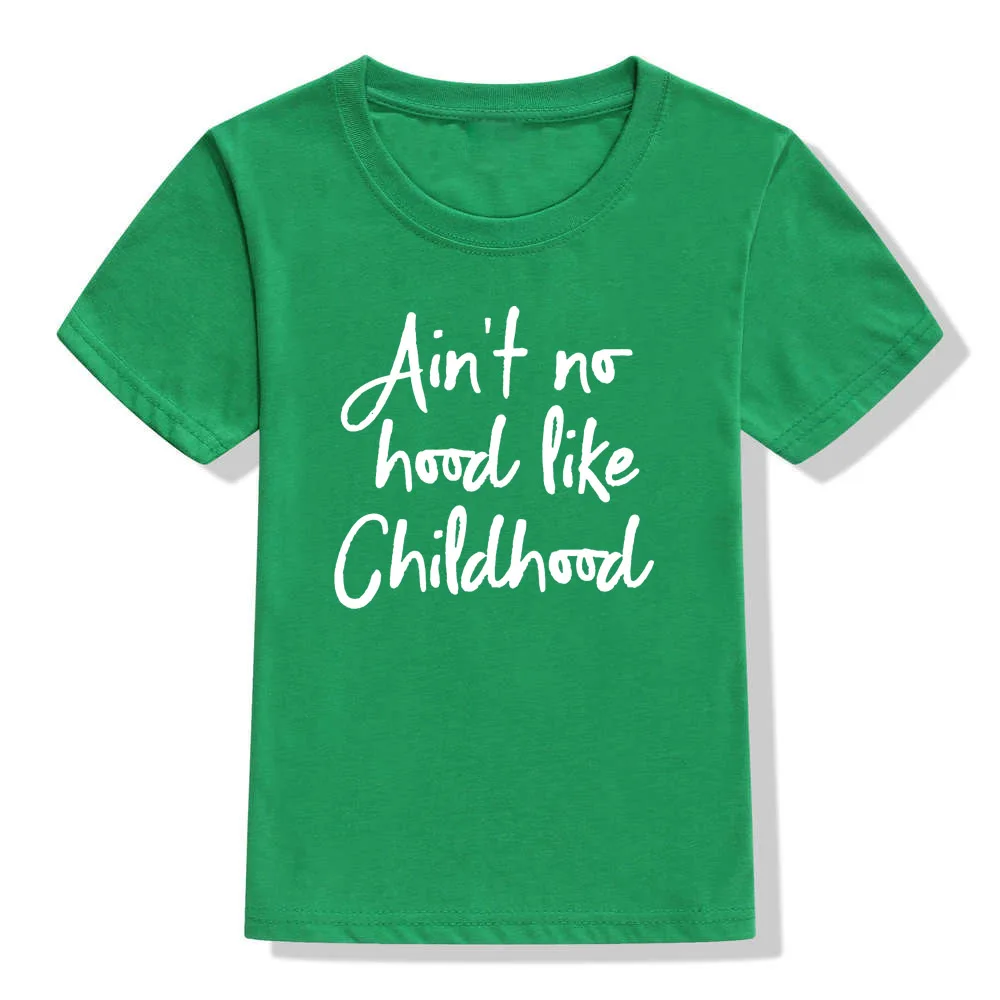 Летняя одежда для малышей с надписью «Ain't No Hood Like Children» футболка для маленьких мальчиков и девочек футболки с короткими рукавами и круглым вырезом, Детская рубашка черный, От 0 до 12 лет