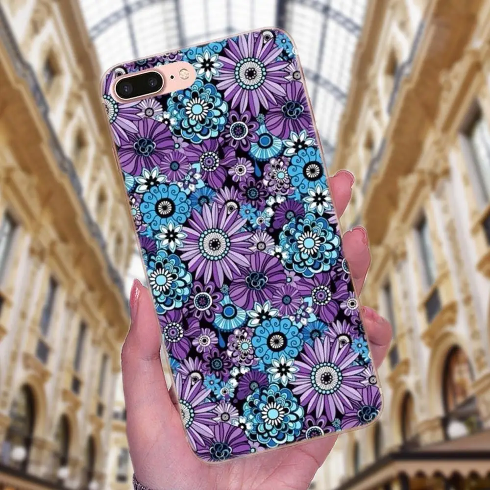 Дизайнерская фиолетовая Цветочная Мандала для Apple iPhone X XS Max XR 4 4S 5 5C 5S SE 6 6S 7 8 Plus