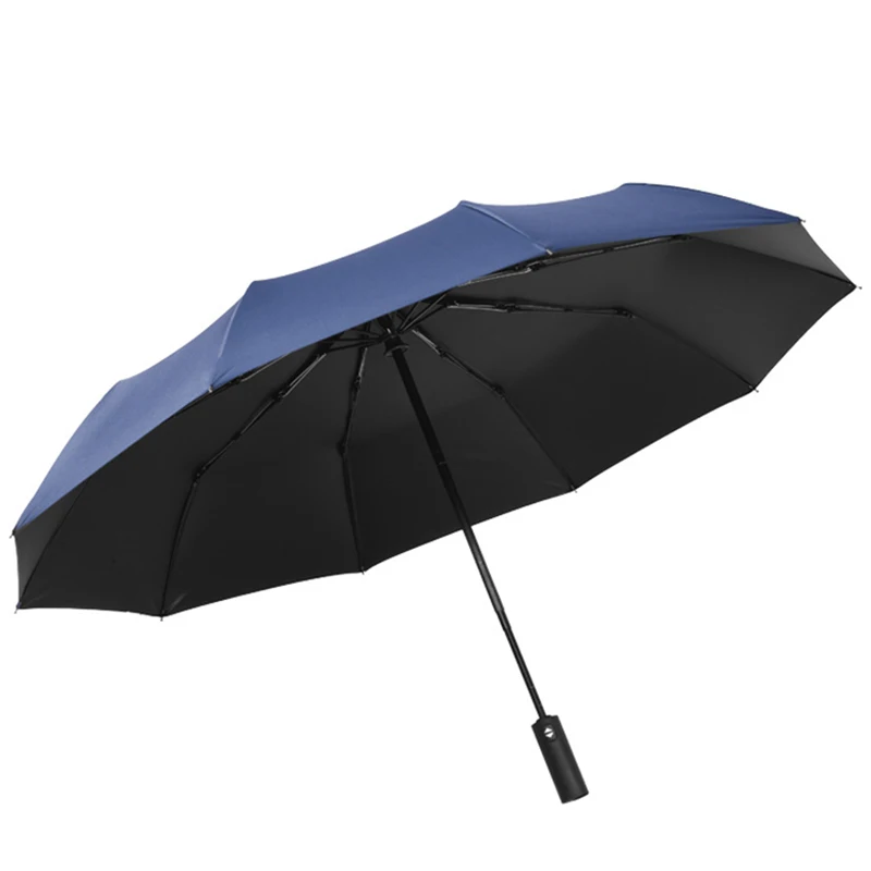 RainandSun Fully Automatic Three Folding Black Coating Umbrella 10 Spokes Strong Windproof For Business Men Women | Дом и сад