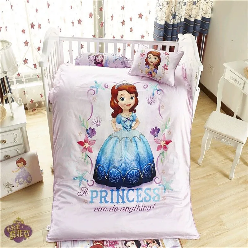 Sophia1 Disney новые София Микки и Минни Маус с Винни-пухом для Постельное белье младенцев комплект из 3 предметов крытая, простынь, наволочка чехол для новорожденных для мальчиков и девочек 0,6 кровать - Цвет: Sophia1