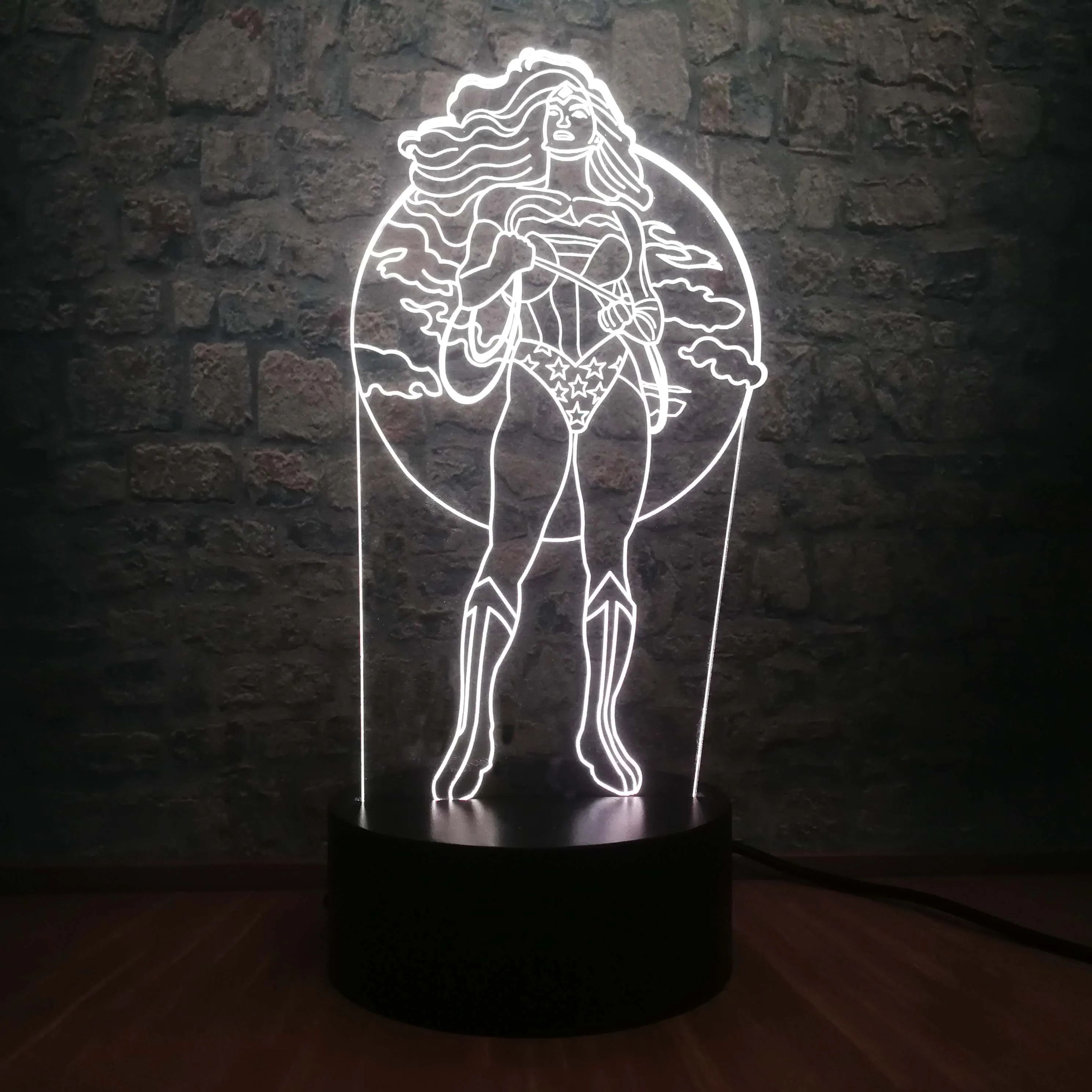 3D акриловый светодиодный Ночной светильник Холодный чудо женщина супер герой