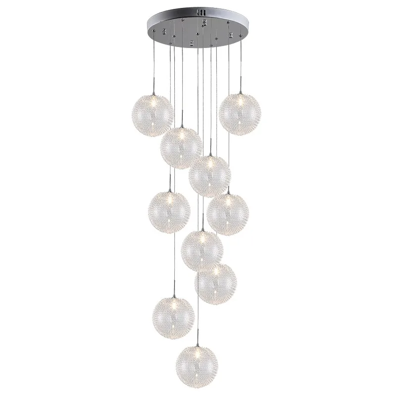 

Modern Chandeliers Globe Glass Ceiling Lamp with 10 Balls LED Light Fixture luminaria avize Lustre Stair Long Home Lighting