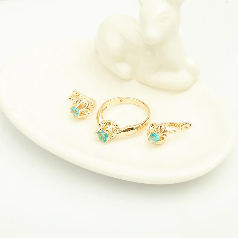 Женский ювелирный комплект из колье и серёг с фианитом|colorful jewelry sets|fashion setjewelry sets |