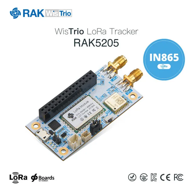 WisTrio LoRa модуль трекера RAK5205 LoRa беспроводной сетевой интегрированный модуль SX1276 LoRaWAN модемная сенсорная плата с gps антенной - Цвет: IN865MHZ