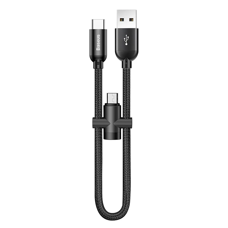 BASEUS Usb кабель портативный u-образный тип-c USB и зарядный кабель Поддержка Lightning/тип-c к Micro кабель для iPhone и Android - Цвет: Type-C to Micro