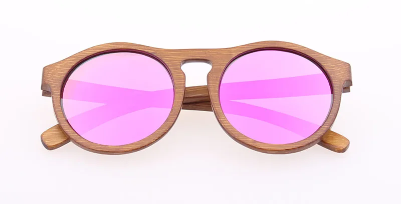 Женские солнцезащитные очки GREENBUY розовые бамбуковые отражающий зеркальный