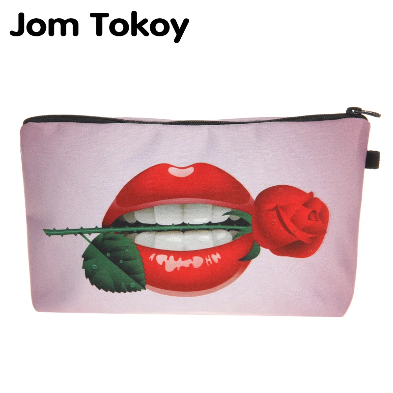 

Сумка-Органайзер для косметики Jom Tokoy, с принтом в виде губ и роз