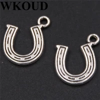 wkoud 30pcs antique sliver horseshoe charm pendant diy necklace bracelet bangle findings 17x13mm a234