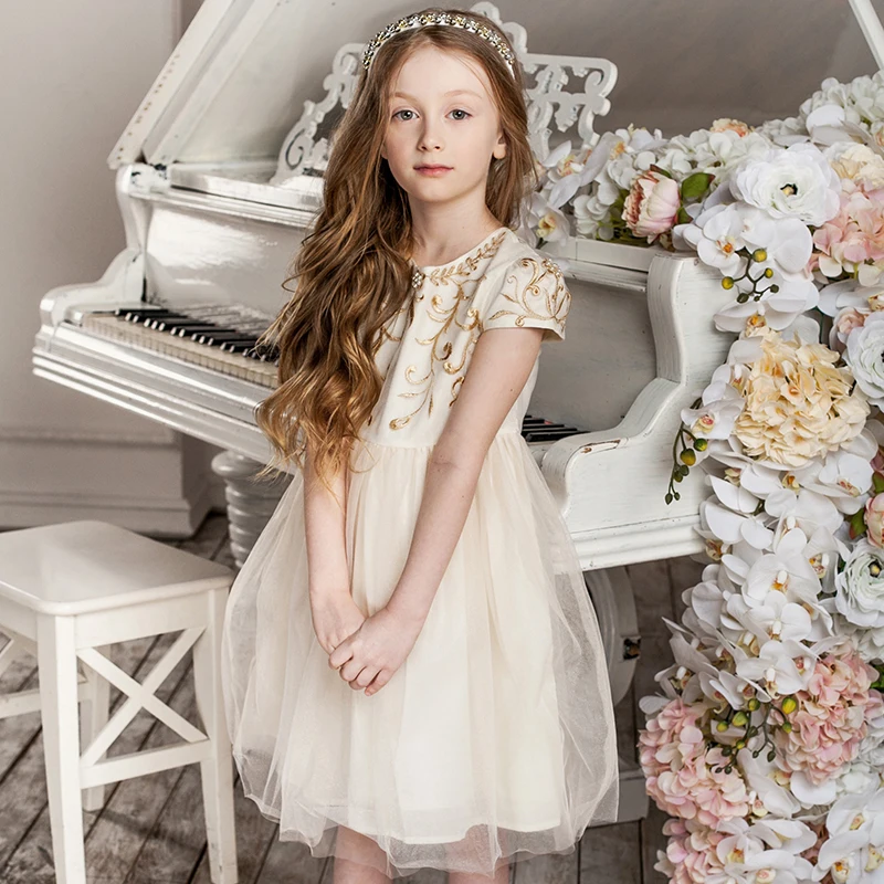 Girls Floral Embroidery Dress 2018 Summer Baby Mesh Princess For Party Kids Cute Dresses Children Clothes |