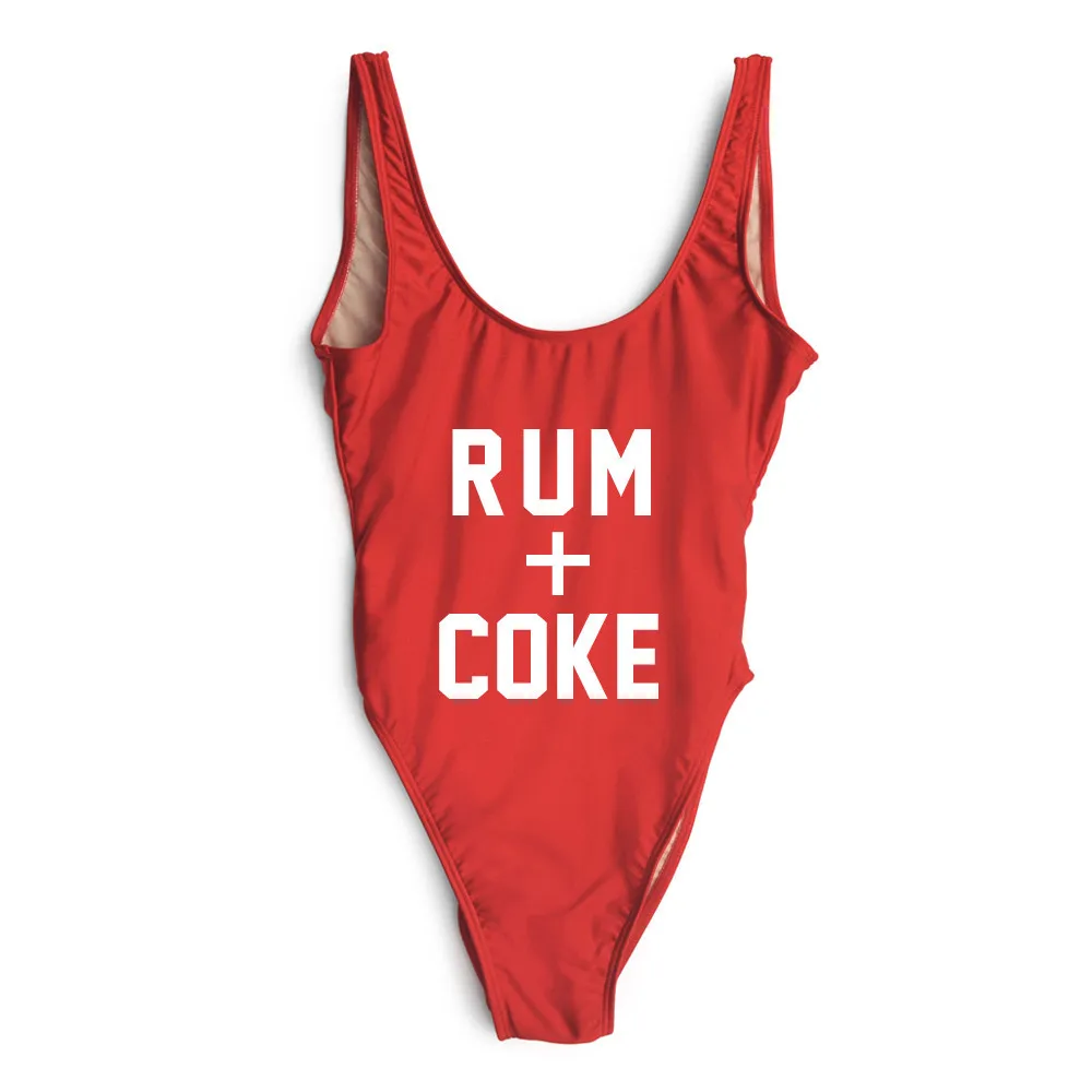 

RUM + COKE SWIMSUIT Women Summer Sexy bodysuit Low back High-cut bathing suits one piece Swimwear rompers jumpsuit Suit