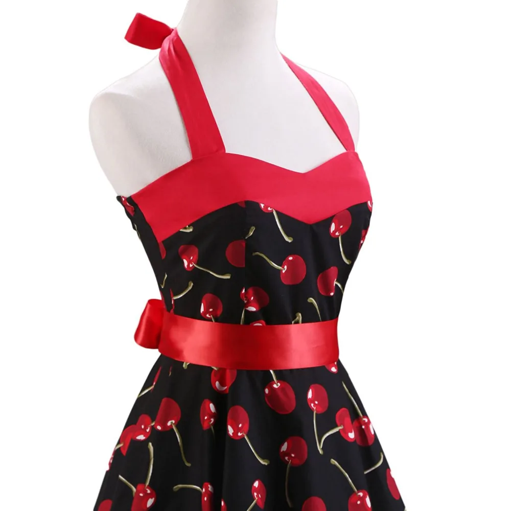 Винтажное платье в горошек Rockabilly Одри для женщин с лямкой на шее со шнуровкой