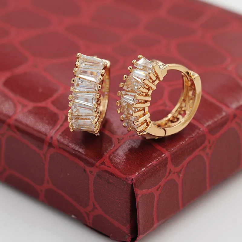 Женские серьги кольца MxGxFam желтое золото прозрачный фианит AAA + новинка|hoop earrings for