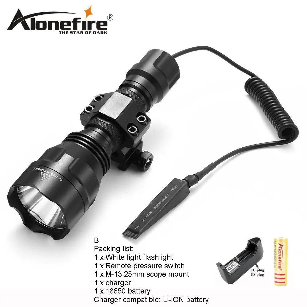 C8 M-13-B AloneFire C8 CREE XM-L2 T6 светодиодный тактический светильник фонарь страйкбол прицел ружья светильник 18650 перезаряжаемый аккумулятор - Испускаемый цвет: C8 M-13-B
