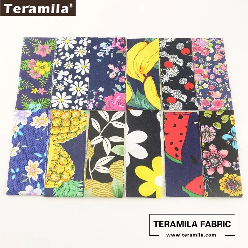 Teramila Cotton Poplin Tissue Deep Color Soft Jelly Rolls Strips Plain Fabric 12 Pcs/lot 5CMx50CM Quilting Patchwork Crafts|plain fabric|cotton
