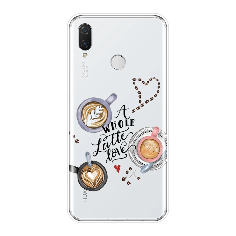 Мягкий ТПУ чехол для телефона силиконовый Huawei Nova Smart Lite 2017 кофе девушка пить
