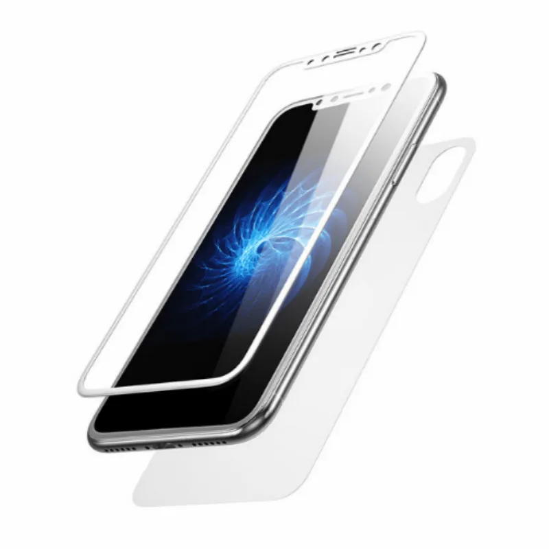 Защитная пленка Baseus Premium для передней задней панели iPhone X, 3D чехол для всего тела, закаленное стекло для задней панели iPhone X 10 - Цвет: white