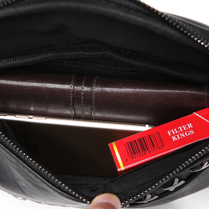 Кожаная сумка Tidog с заклепками Мужская нагрудная сумка|Поясные сумки| |