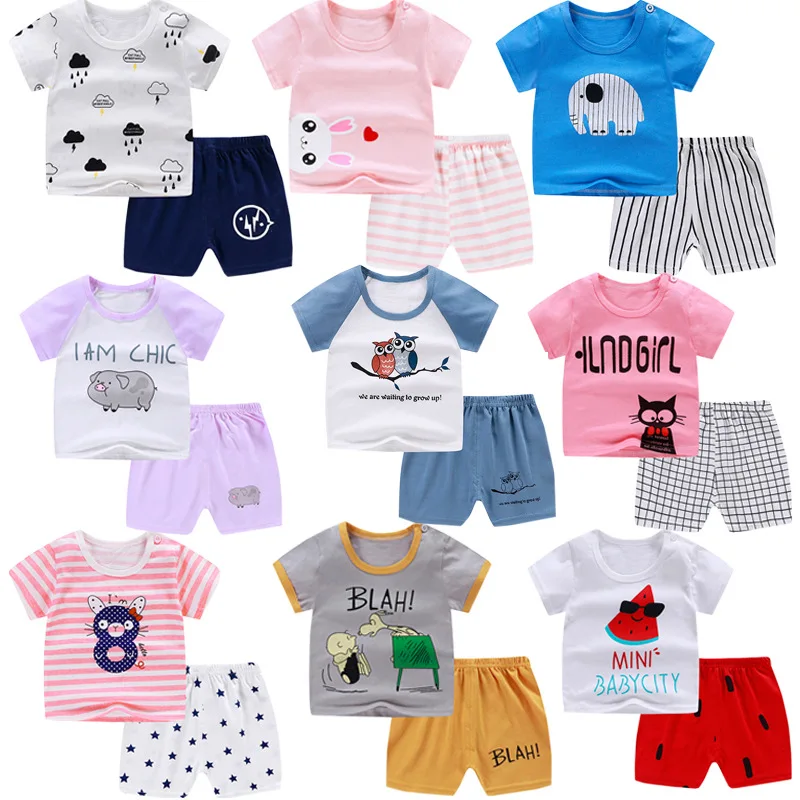 Kids Clothing Sets Summer Baby Boy Girls Clothes 1-5 Years Sport Suits Cartoon T Shirts Shorts Children | Детская одежда и обувь