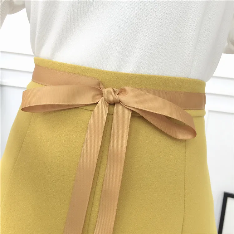 

bowknot of hubble-bubble sleeve cuff sweater with skirts two-piece suit dress korean fashion student girl outfit vestidos costum