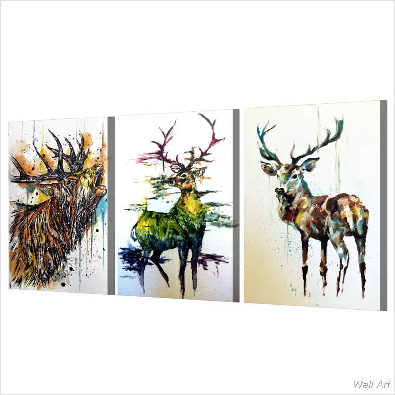 Hd с принтом 3 предмета Лось граффити олень холст Картины для Гостиная Wall Art Холст