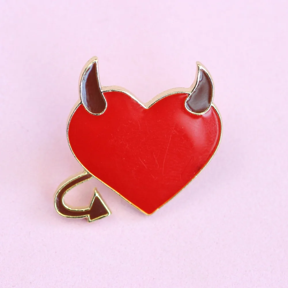 Timlee X204 металлическая брошь с рисунком дьявола красного сердца глаз булавки