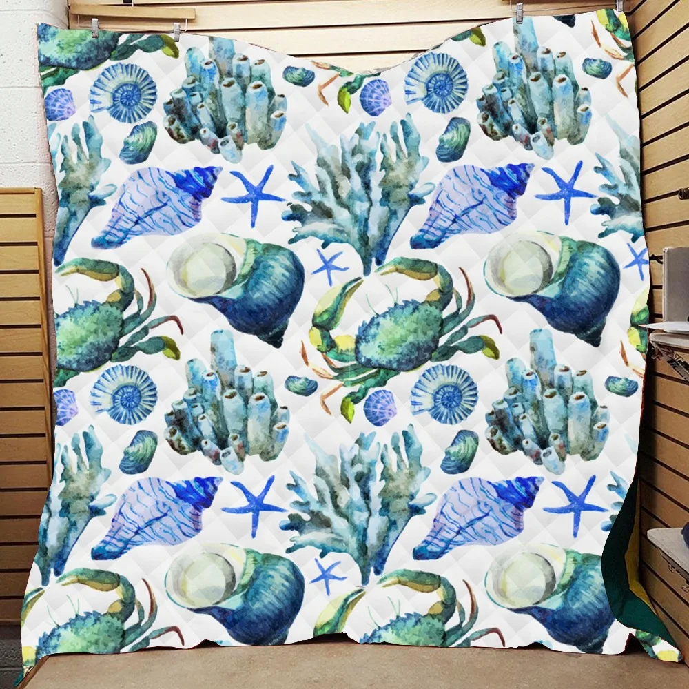 Летнее 3D одеяло в морском стиле для детей тонкое мягкое теплое с хлопковым