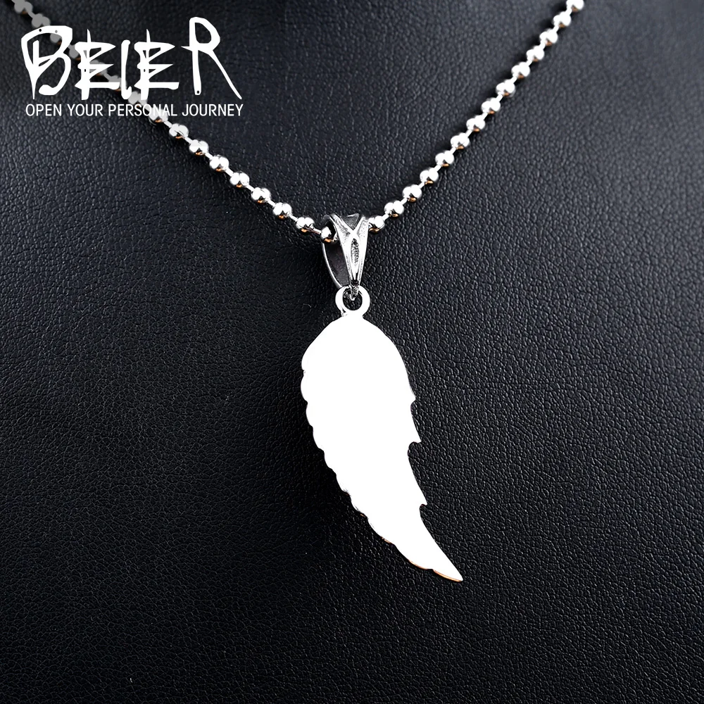 BEIER Cool Nice Detail Part Feather Flower Pendant For Man And Woman 316L Stainless Steel Gothic Personality BP8 262|flower pendant necklace|pendant