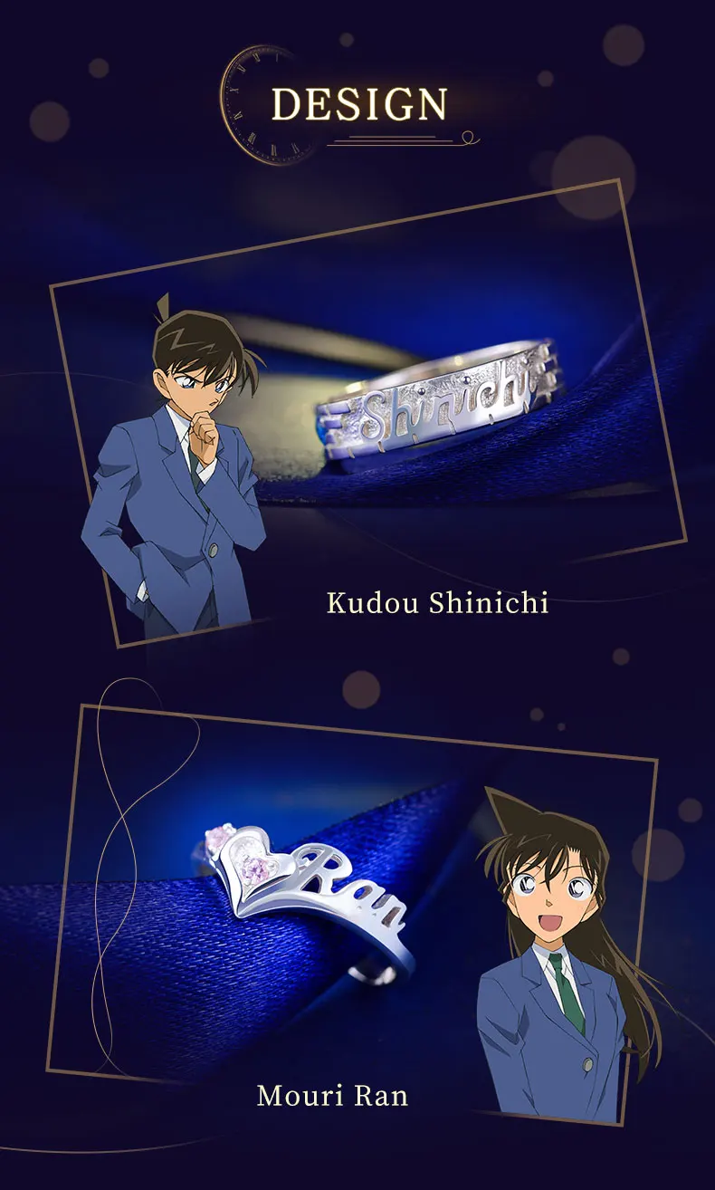 Detective Conan кольцо из серебра 925 пробы ювелирные изделия из стерлингового серебра аниме РОЛ Шиничи шихара для влюбленных подарок