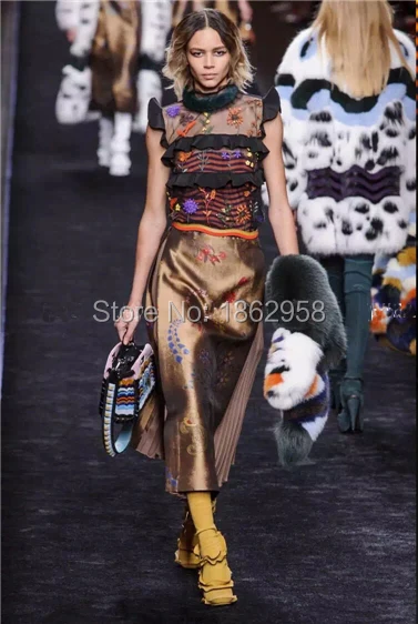 Женский длинный шарф с хвостом подиумный зимний теплый из натурального Лисьего