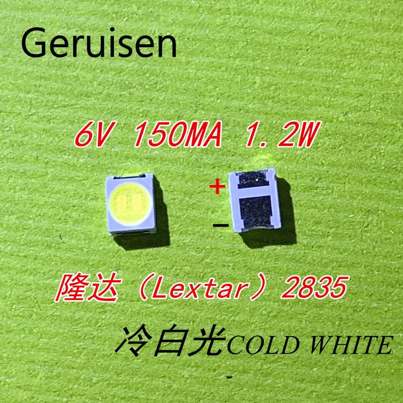 50 шт. LEXTAR 2835 3528 1210 6 в 1,2 Вт SMD светодиодный для ремонта ТВ ПОДСВЕТКА холодный белый ЖК-дисплей подсветка светодиодный