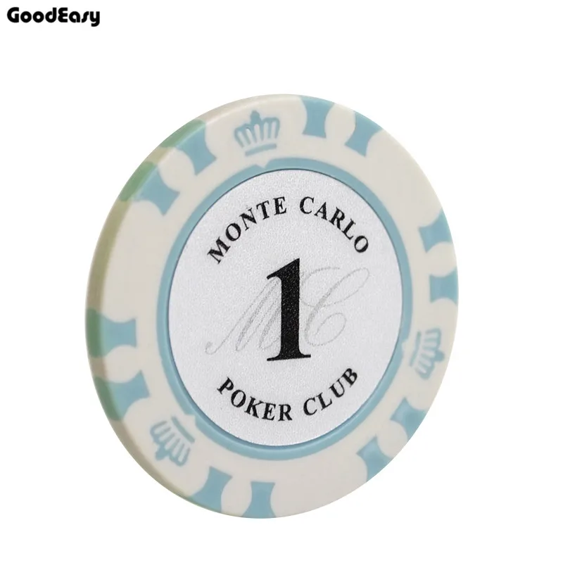 1 10 шт./компл. разноцветные фишки 14 г казино Baccarat Crown Monte Carlo дизайн глиняная Покерная фишка внутренняя металлическая с отделкой стикер - Цвет: 1