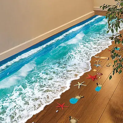 3D морского дна Стикеры океан Переводные картинки с волнами виниловая