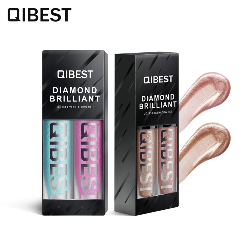 Qibest 2 шт./компл. Жидкий блеск Тени для век Водонепроницаемый макияж Diamond 3D