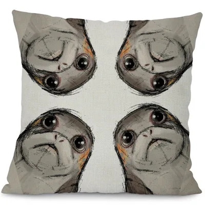 Чехол для подушки Porg из хлопка и льна, Звездные войны, цифровой домашний декоративный с рисунком, диванная подушка, чехол для дивана, стула - Цвет: 4