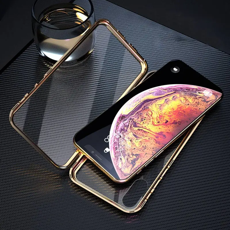 BFOLLOW передний и задний 3D стеклянный чехол для iPhone X XS/XR/XS Max Магнитный 360 Полный корпус алюминиевый металлический чехол Coque Fundas