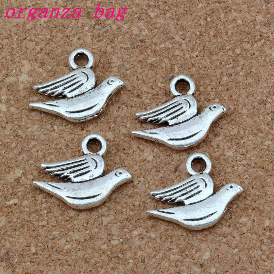

Peace Dove Charms Pendants 100Pcs 17x20mm Zinc Alloy Jewelry DIY Fit Bracelets Necklace Earrings A-256