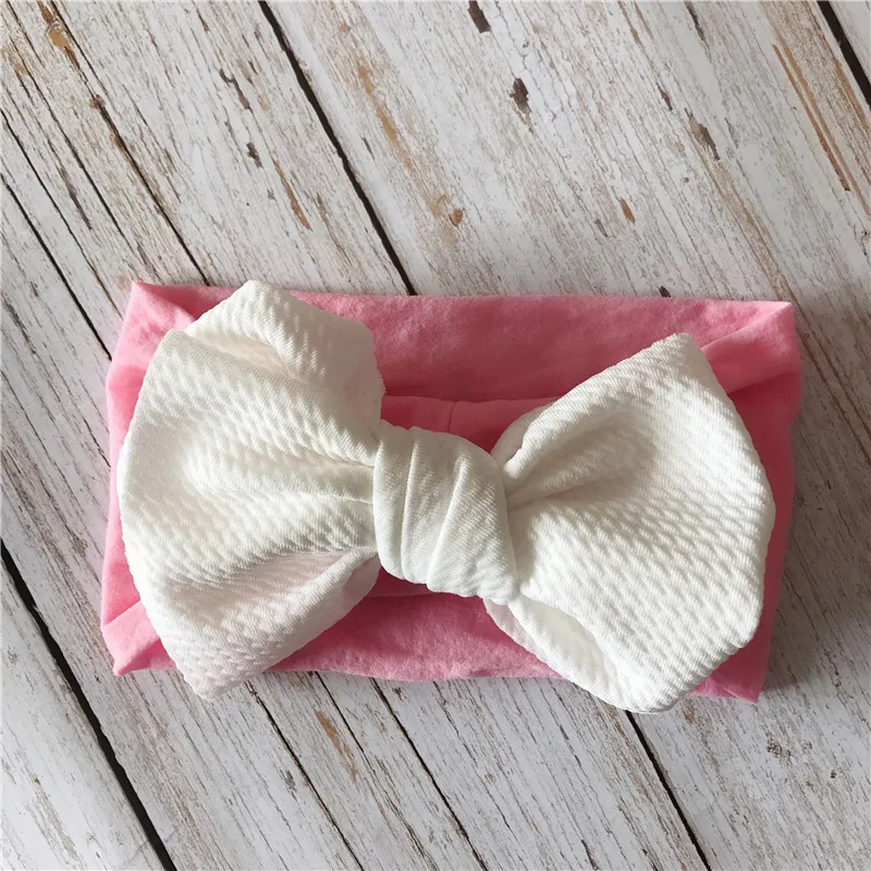 White Pink Детская повязка на голову; повязка на голову для маленьких девочек; бандо для девочек; Bebe Fille; бант; детская чалма; повязка на голову для новорожденных; повязка на голову; аксессуары для волос - Цвет: White Pink