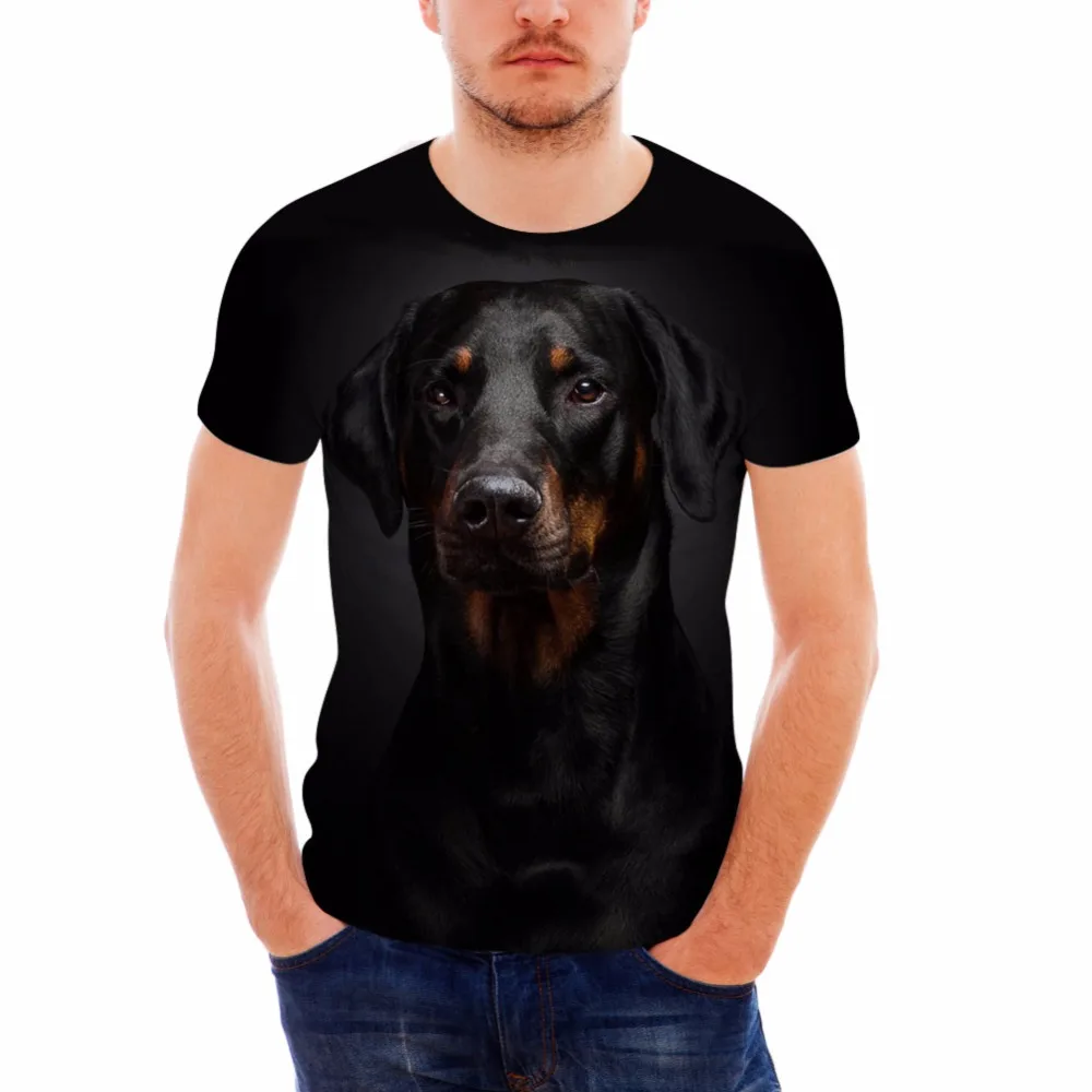 FORUDESIGNS/3D животного с изображением собаки ротвейлера печатных мужские футболки